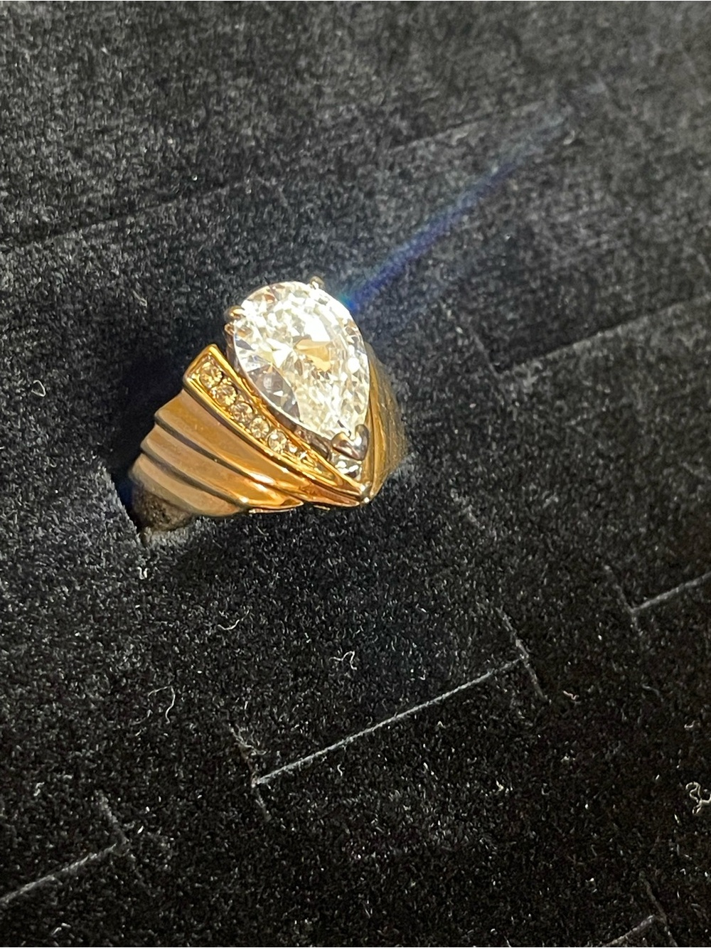 Vintage 14kt electro plated cubic zirconia ring